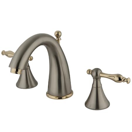 Kingston Brass 8" Widespread Bathroom Fct, Brushed Nickel/Polished Brass KS2979NL